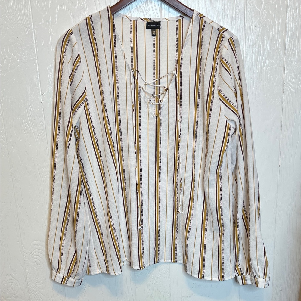Buckle Black Striped Top M